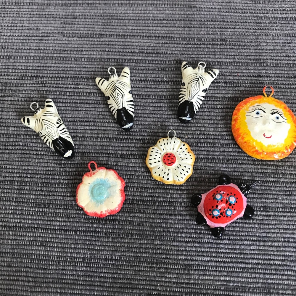 PERUVIAN HANDMADE CERAMIC BEADS HANDPAINTED VARITY